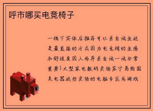 呼市哪买电竞椅子